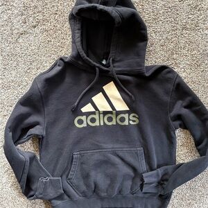 Adidas Black Hoodie with Gold Accent Mens size small
